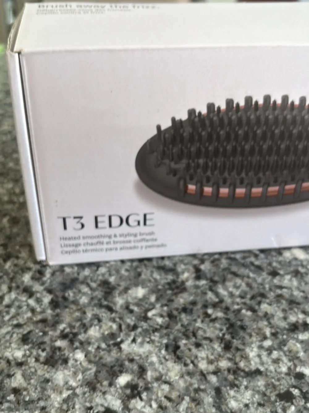 T3 Black Hair Smoothing Heated Styling Brush with Rose Gold Trim